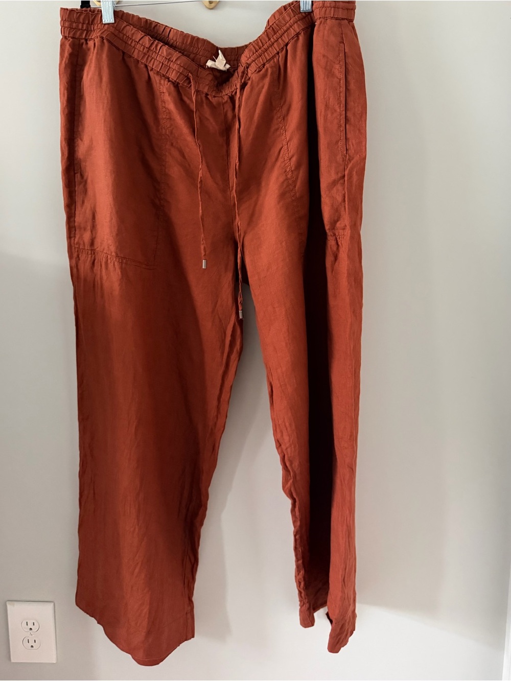 Eileen Fisher 100% Organic Linen Pull-On Pants in Rust
